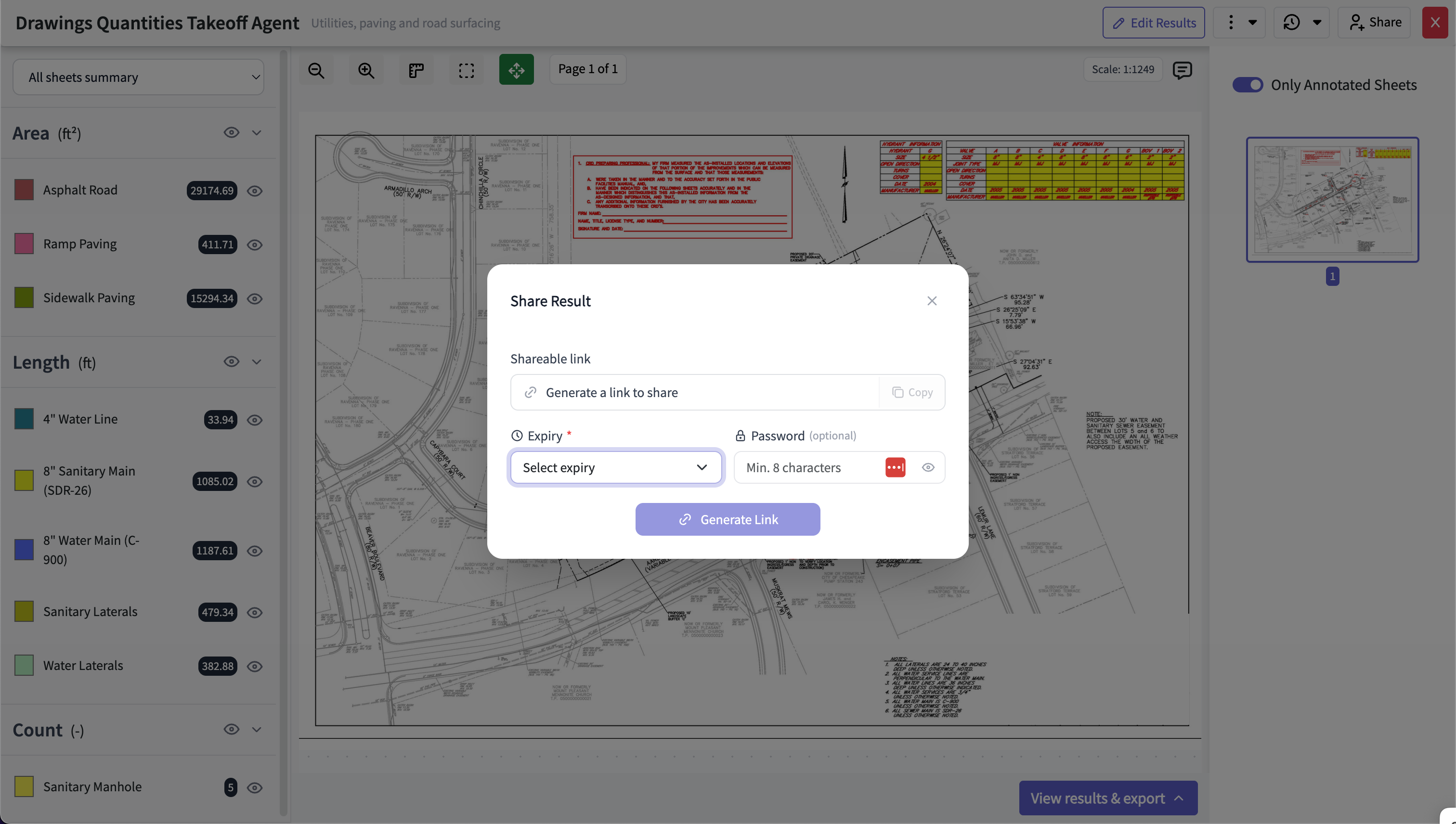 control sharing persmissions for quantity takeoff