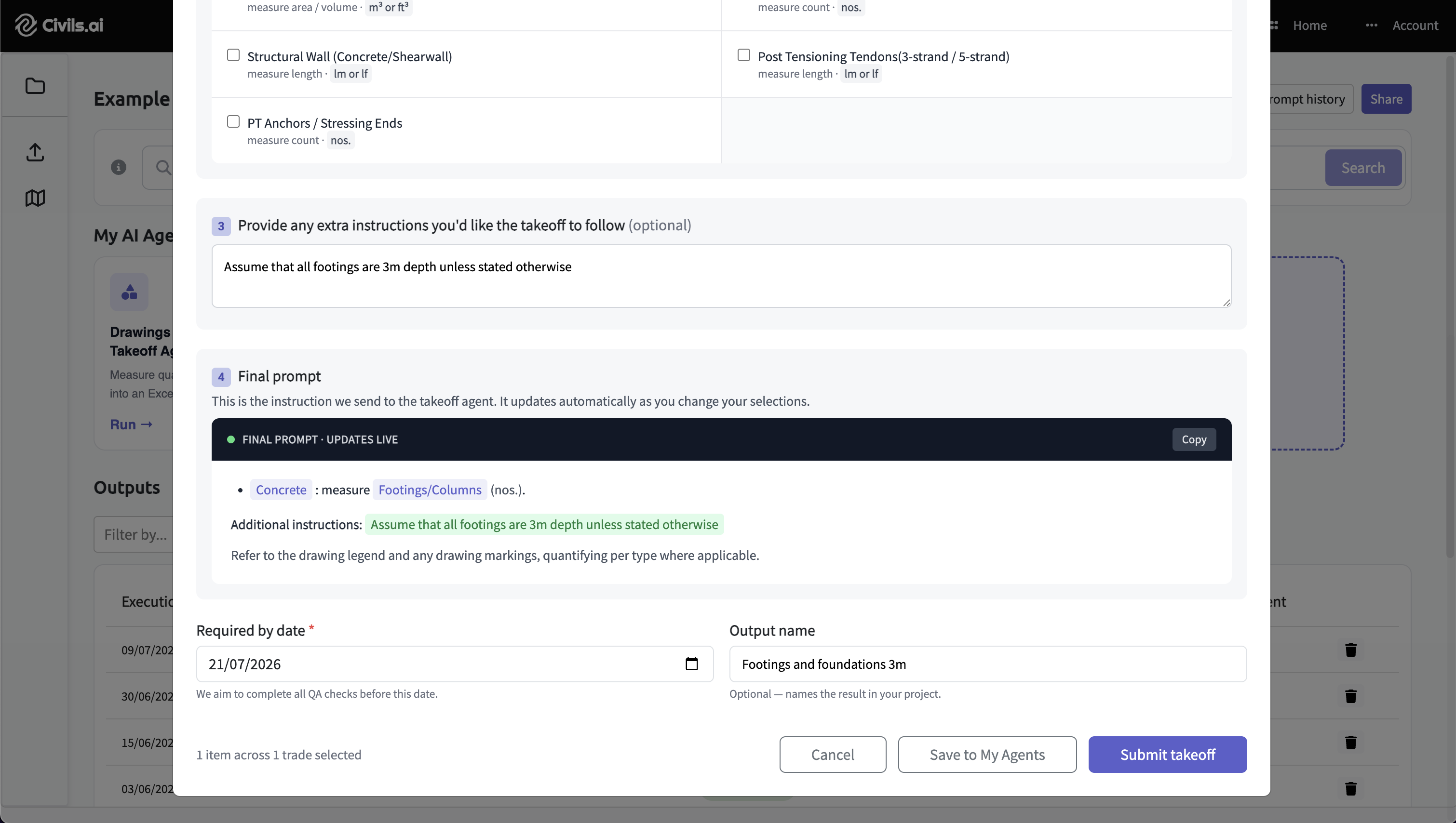 saving quantity takeoff AI agents